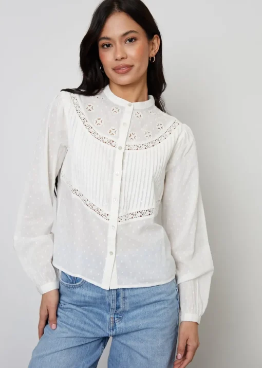 Threadbare Cream Lace Detail Boho Blouse