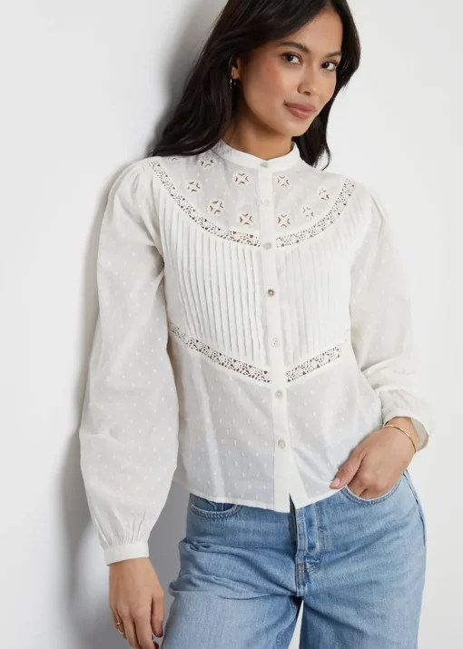 Threadbare Cream Lace Detail Boho Blouse