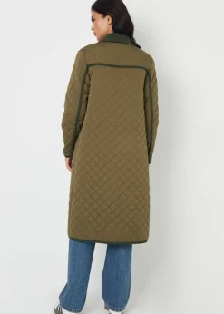 Threadbare Khaki Cord Collar Diamond Quilted Jacket
