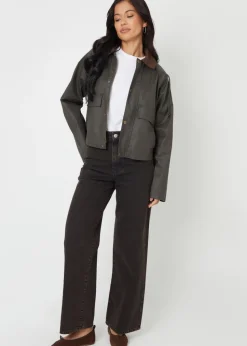 Threadbare Khaki Waxed Jacket with Concealed Hood