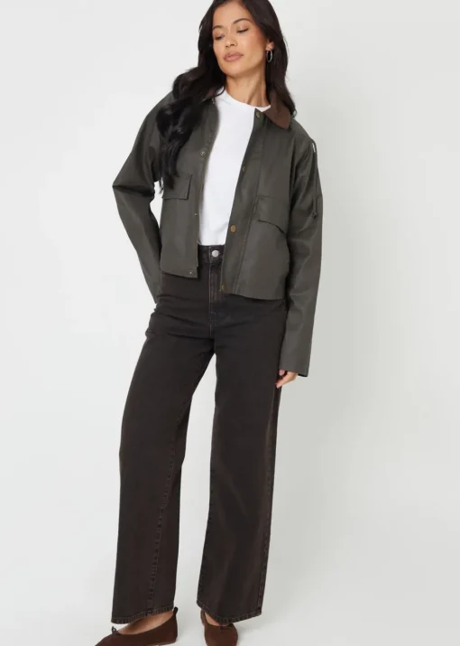 Threadbare Khaki Waxed Jacket with Concealed Hood