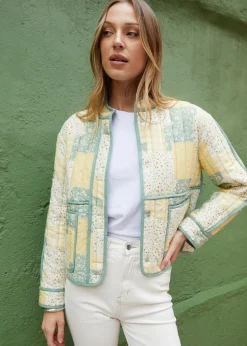 Threadbare Lemon Floral Patchwork Quilted Jacket