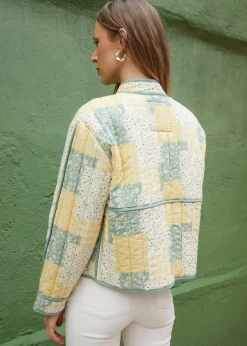 Threadbare Lemon Floral Patchwork Quilted Jacket