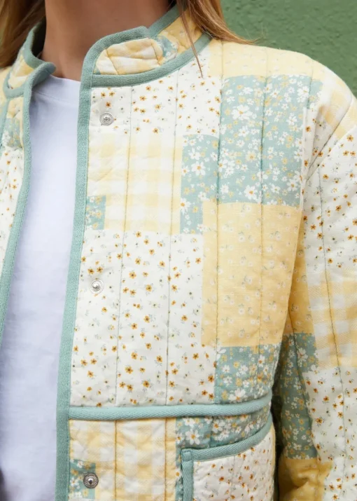 Threadbare Lemon Floral Patchwork Quilted Jacket