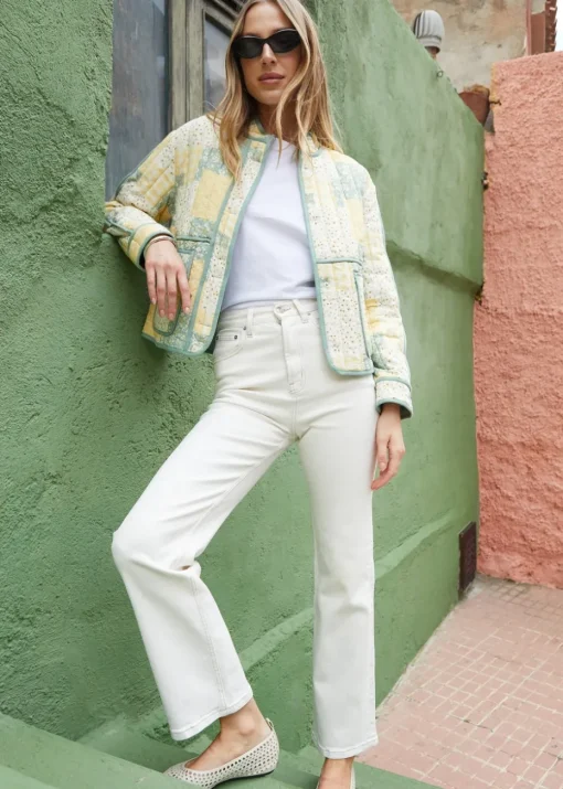 Threadbare Lemon Floral Patchwork Quilted Jacket