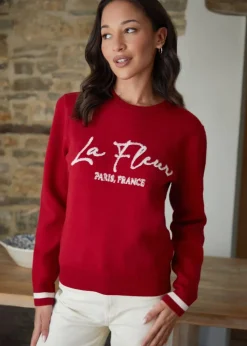 Threadbare Red Varsity Knitted Jumper