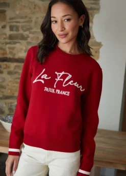 Threadbare Red Varsity Knitted Jumper