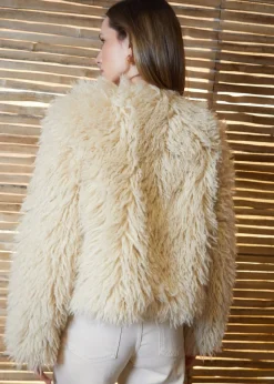 Threadbare Stone Mongolian Faux Fur Vintage Style Coat