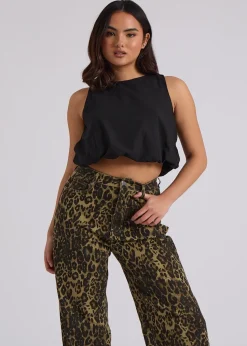 Urban Bliss Black Open Back Bubble Hem Top