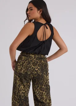 Urban Bliss Black Open Back Bubble Hem Top