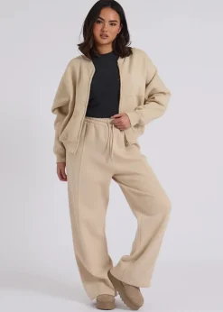 Urban Bliss Cream Bomber & Wide Leg Jogger Set