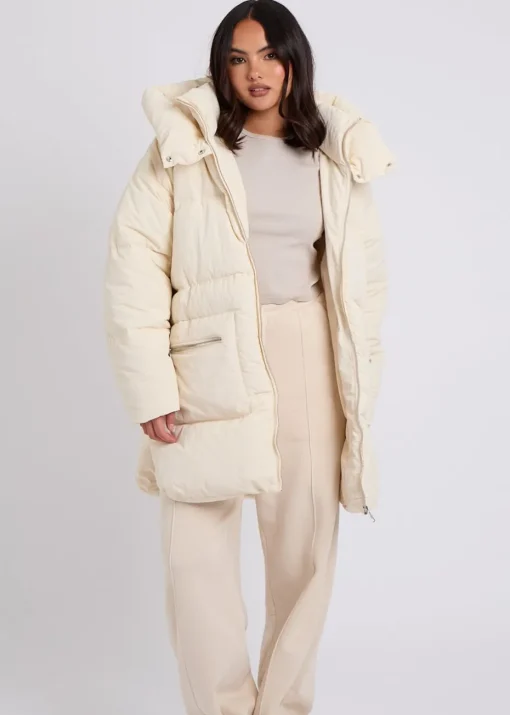 Urban Bliss Cream Mid Length Puffer