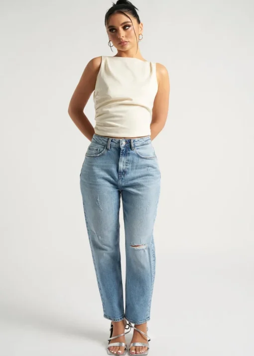 Urban Bliss Cream Satin Tie Back Top