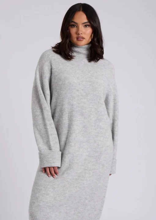 Urban Bliss Grey Midi Roll Neck Dress