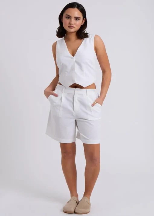 Urban Bliss White Linen Blend Waistcoat