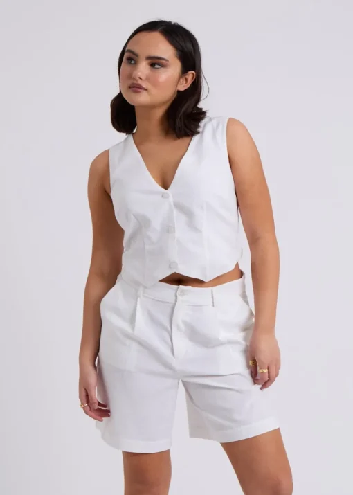 Urban Bliss White Linen Blend Waistcoat