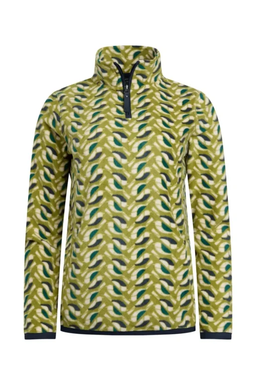 Weird Fish Green Reena 1/4 Zip Printed Microfleece