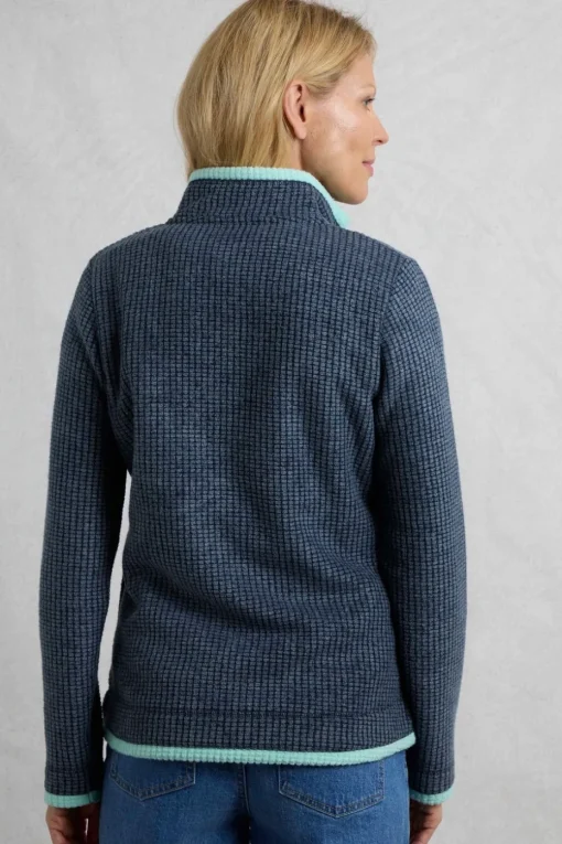 Weird Fish Navy Ariana Full Zip Grid Fleece