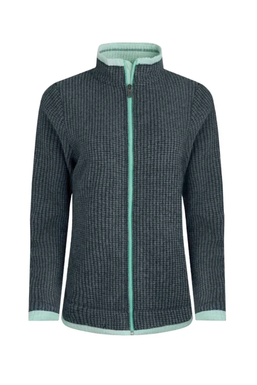 Weird Fish Navy Ariana Full Zip Grid Fleece