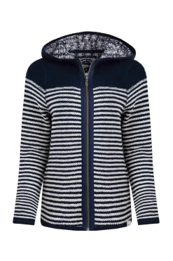 Weird Fish Navy Bianca Full Zip Stripe Macaroni Hoodie