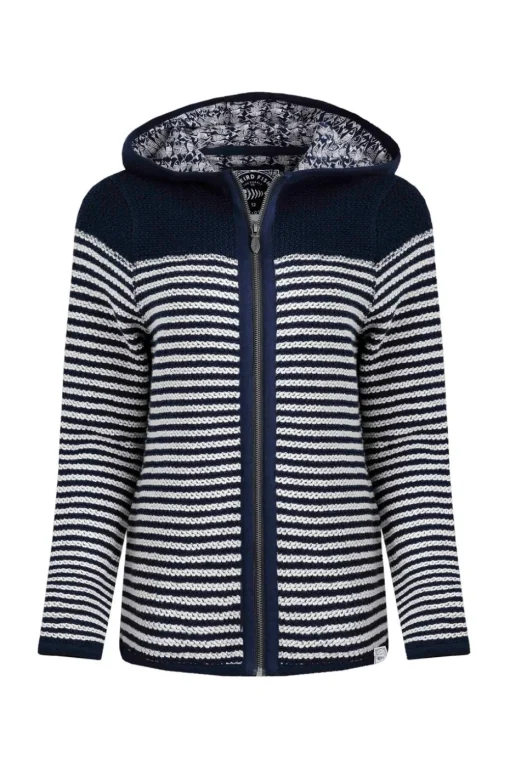 Weird Fish Navy Bianca Full Zip Stripe Macaroni Hoodie