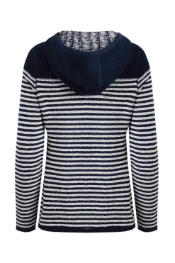 Weird Fish Navy Bianca Full Zip Stripe Macaroni Hoodie