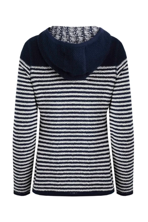Weird Fish Navy Bianca Full Zip Stripe Macaroni Hoodie