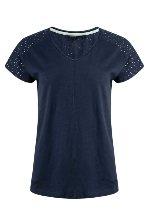 Weird Fish Navy Pernille Cutaway T-Shirt