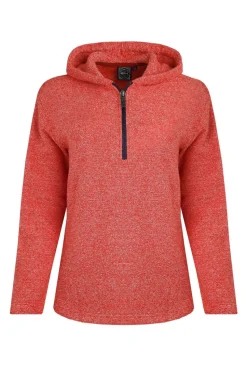 Weird Fish Red Alisa 1/4 Zip Snow Marl Fleece Hoodie
