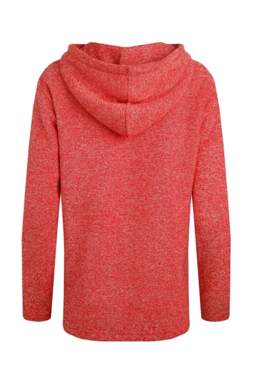 Weird Fish Red Alisa 1/4 Zip Snow Marl Fleece Hoodie