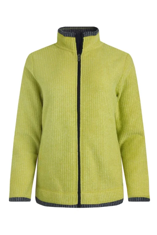 Weird Fish Soft Green Ariana Full Zip Grid Fleece
