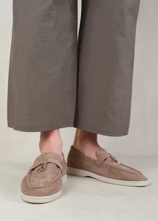 Where's That From Khaki Suede Pegasus Slip On Trim Loafers