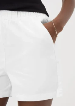 White Cotton Elasticated Shorts