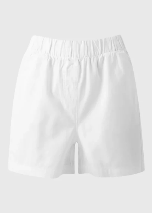 White Cotton Elasticated Shorts