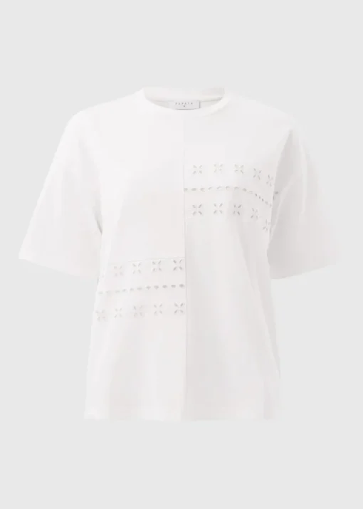 White Patchwork Broderie T-Shirt