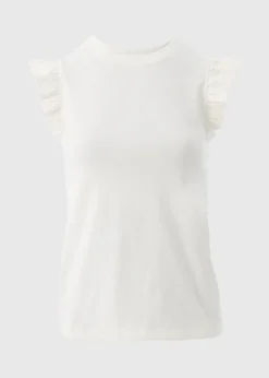 White Ruffle Sleeve T-Shirt