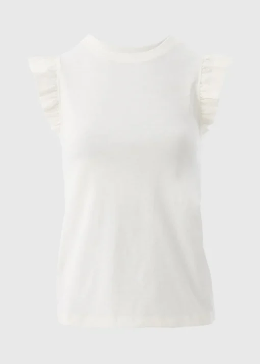 White Ruffle Sleeve T-Shirt