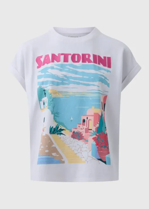 White Santorini Graphic T-Shirt