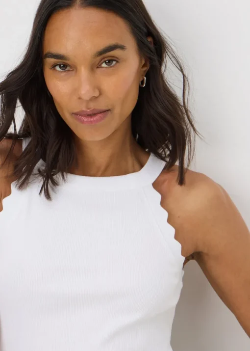 White Scalloped Edge Racer Back Vest Top