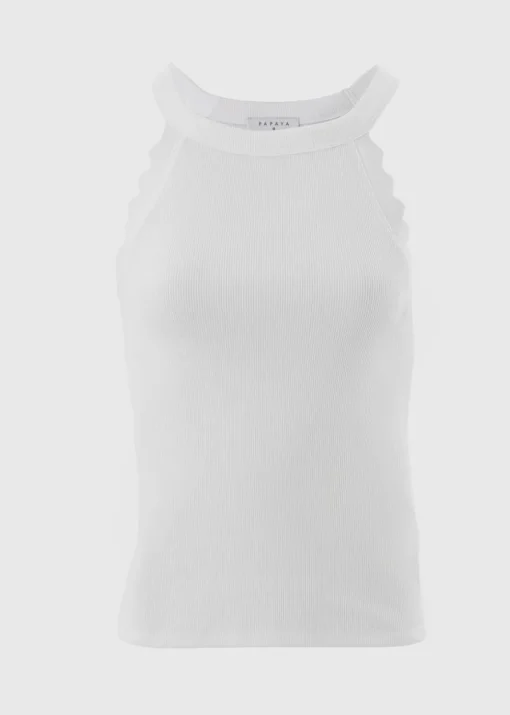 White Scalloped Edge Racer Back Vest Top
