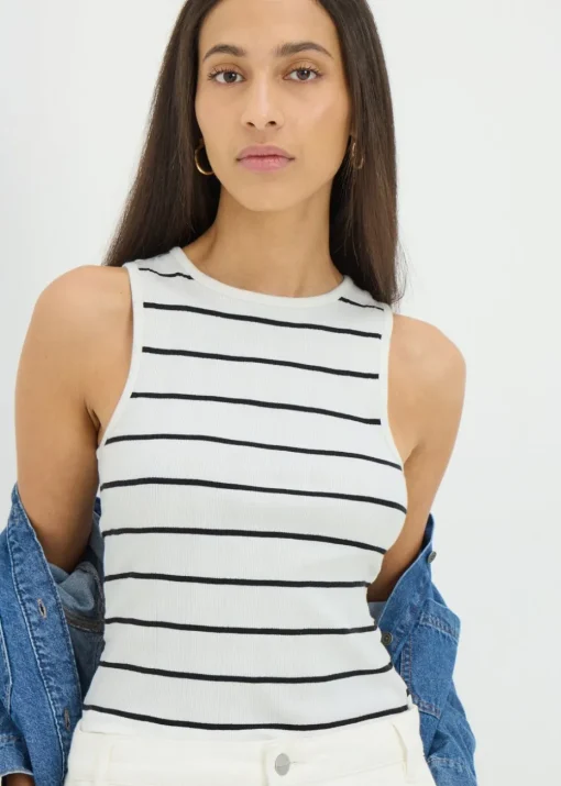 White Stripe Vest Top