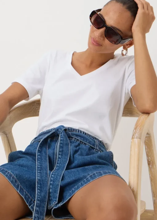 White V-Neck Regular Fit T-Shirt