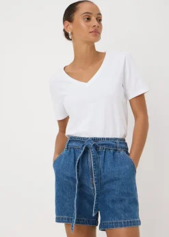 White V-Neck Regular Fit T-Shirt