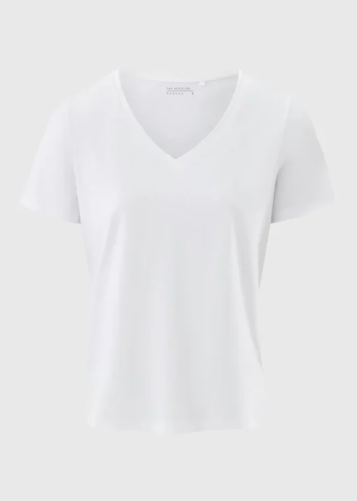 White V-Neck Regular Fit T-Shirt