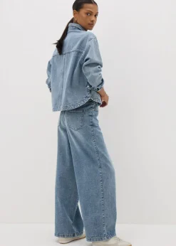 Wide leg mid blue jeans
