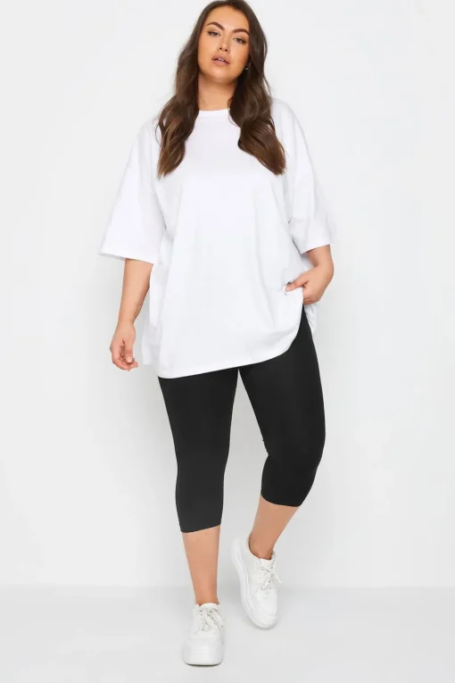 Yours 2 Pack Curve Black Stretch Cropped Leggings