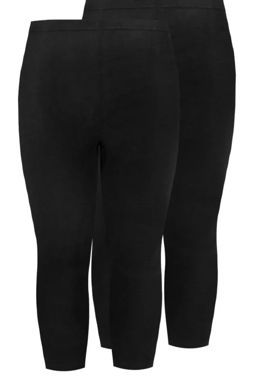 Yours 2 Pack Curve Black Stretch Cropped Leggings