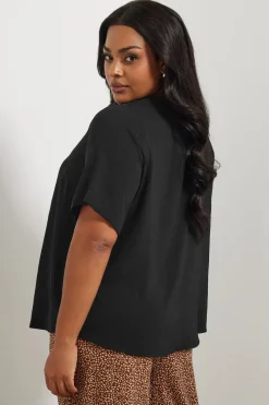 Yours Curve Black Button Detail Blouse