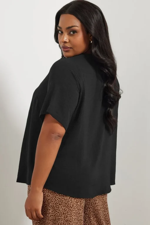 Yours Curve Black Button Detail Blouse