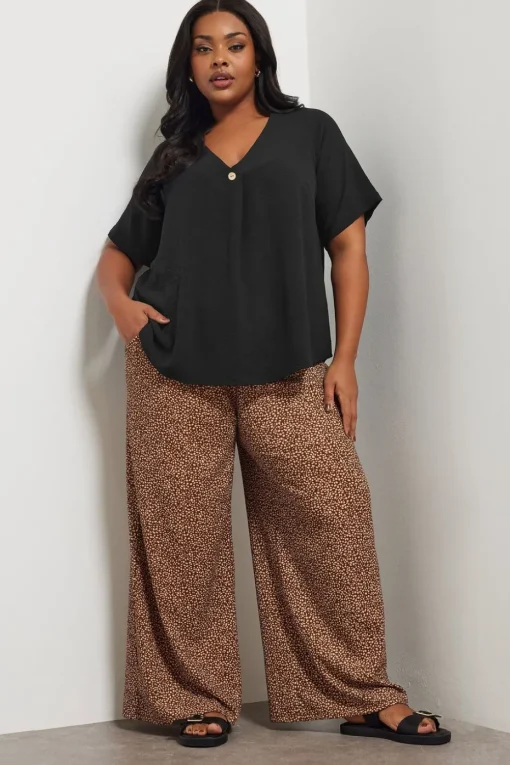 Yours Curve Black Button Detail Blouse